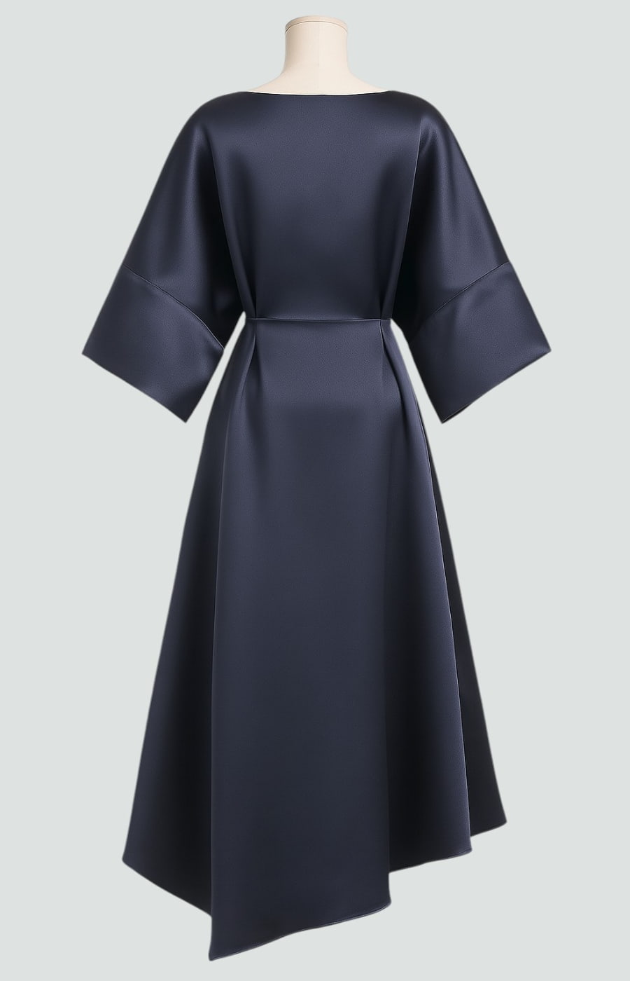 Dana - Women's Draped Midi Dress with Short Sleeves