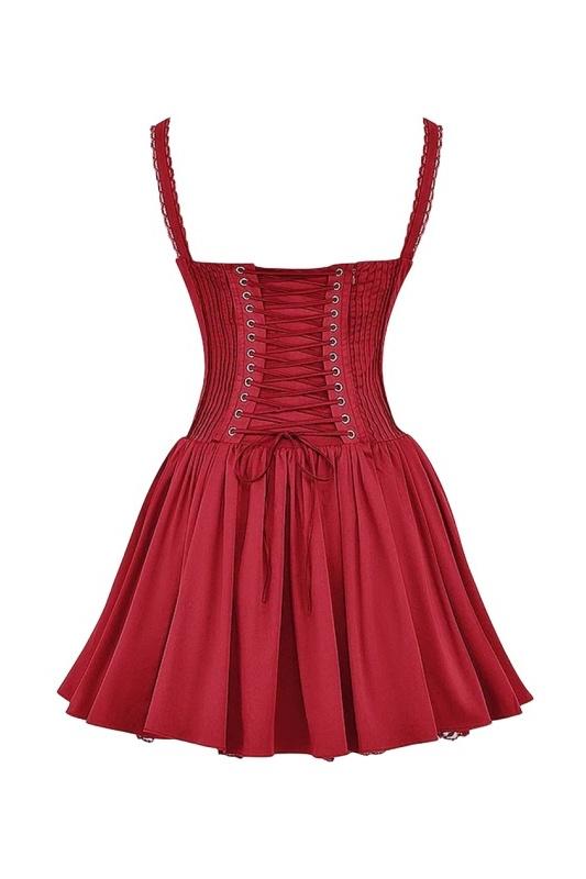 Clover - Women's Elegance Corset Mini Dress Lace and Satin Cocktail Dress