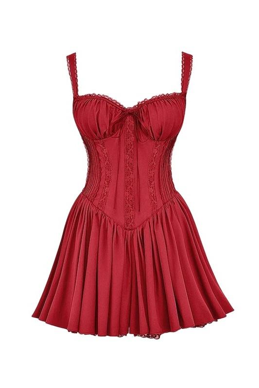 Clover - Women's Elegance Corset Mini Dress Lace and Satin Cocktail Dress