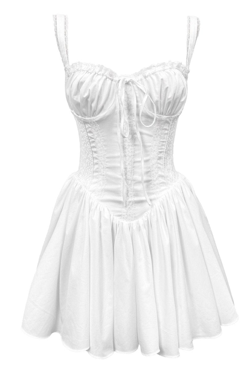 Clover - Women's Elegance Corset Mini Dress Lace and Satin Cocktail Dress
