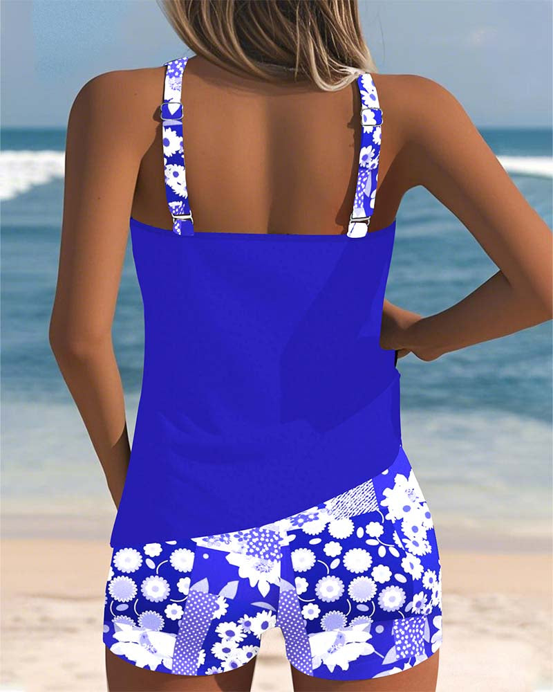 Debbie - Women's Printed Long Two-Piece Set with Straps