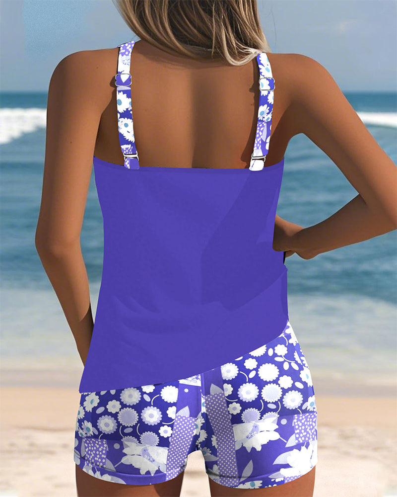 Debbie - Women's Printed Long Two-Piece Set with Straps