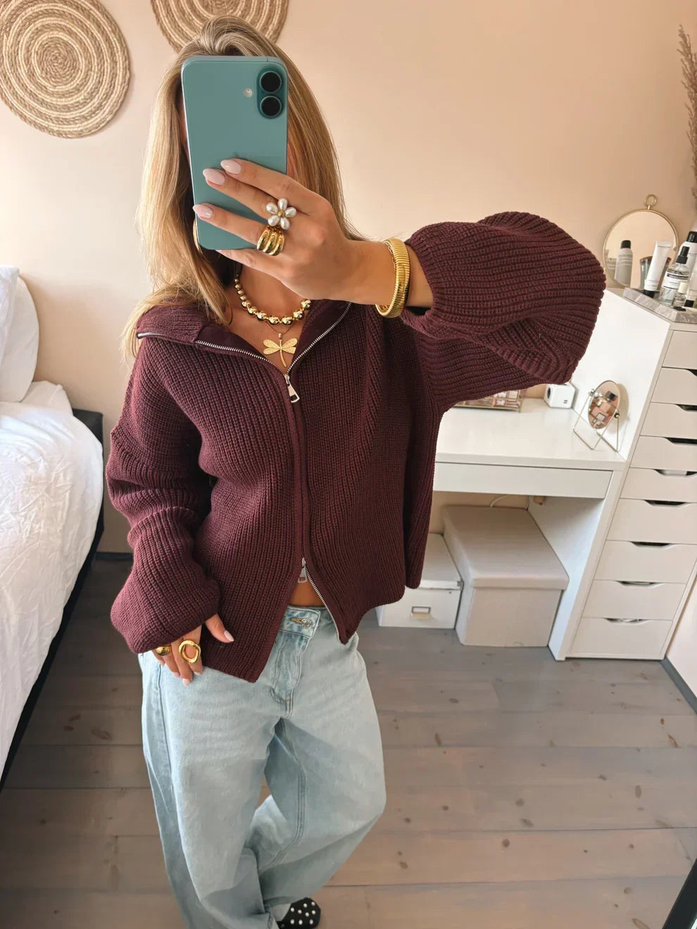 Aimee - Women's Cardigan with Zip Front - photo 3