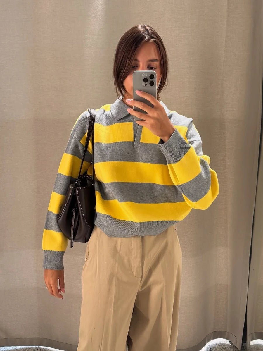 Allegra - Women's Jumper in Knit with Stripe - photo 6