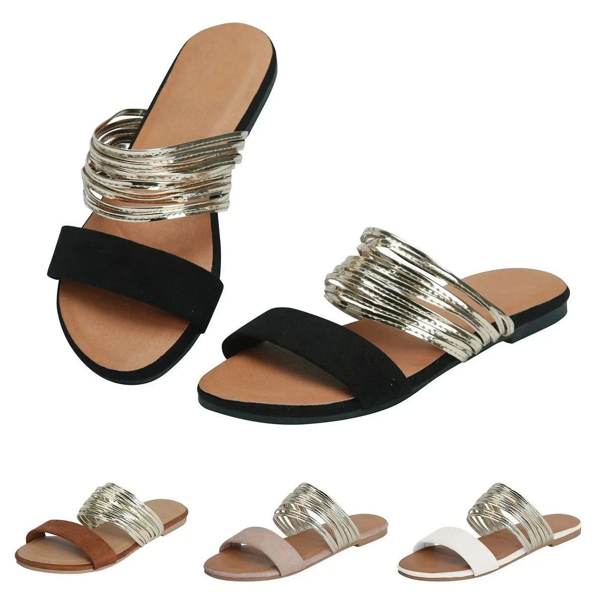 Denise - Women's Flat Sandals with Straps