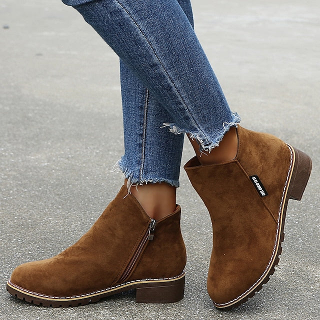 Amity - Women's Round Toe Ankle Boots with Side Zip and Block Heel - photo 10