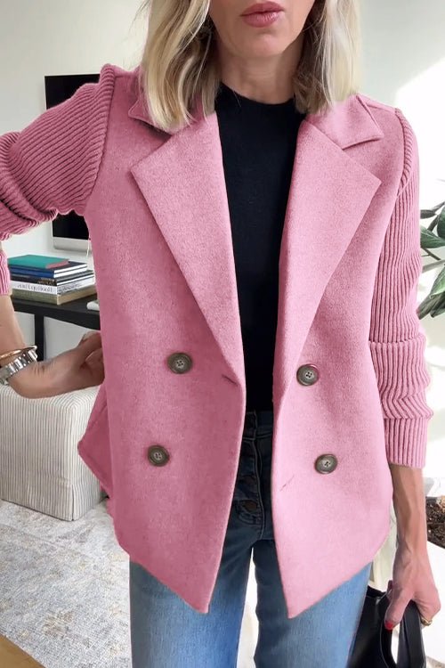 Sadie - Women's Double-Breasted Knit Sleeve Blazer