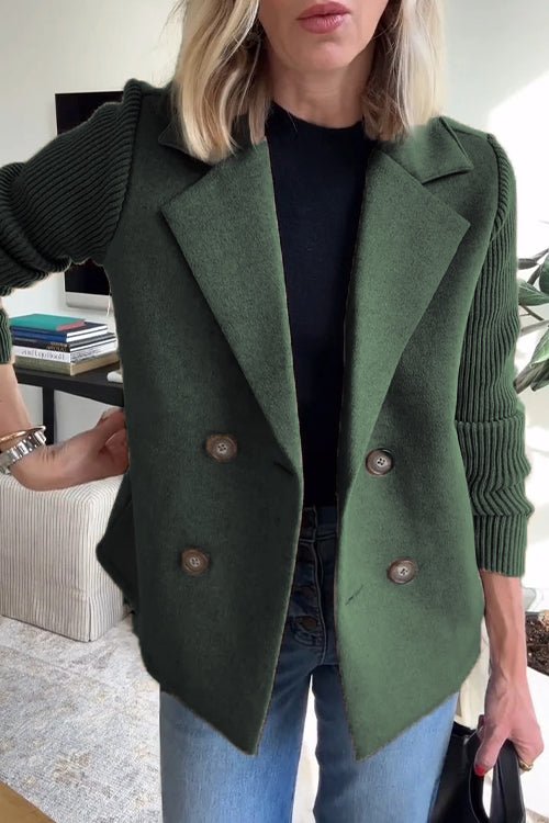 Sadie - Women's Double-Breasted Knit Sleeve Blazer