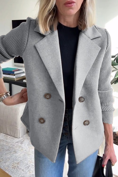 Sadie - Women's Double-Breasted Knit Sleeve Blazer
