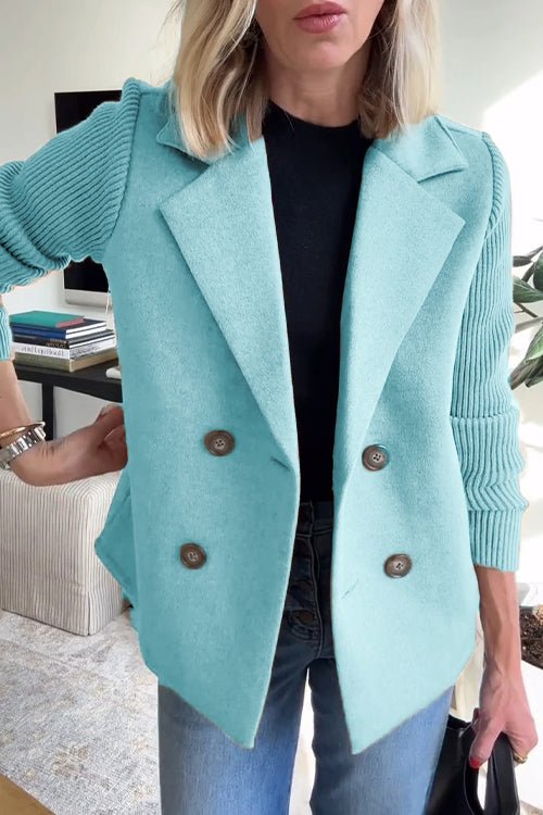 Sadie - Women's Double-Breasted Knit Sleeve Blazer