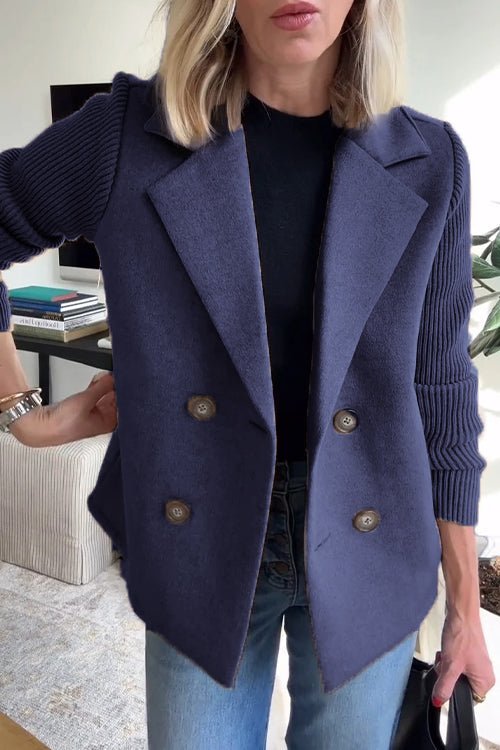 Sadie - Women's Double-Breasted Knit Sleeve Blazer