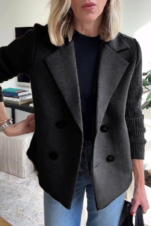 Sadie - Women's Double-Breasted Knit Sleeve Blazer