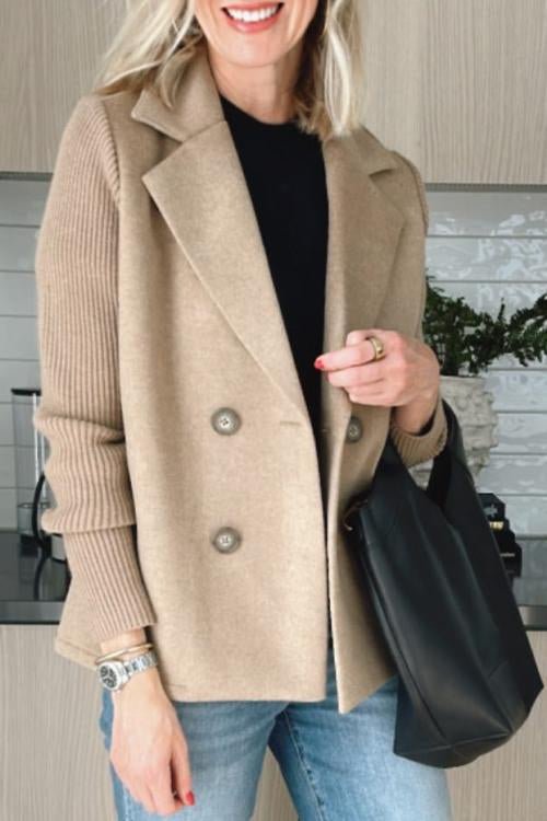 Sadie - Women's Double-Breasted Knit Sleeve Blazer