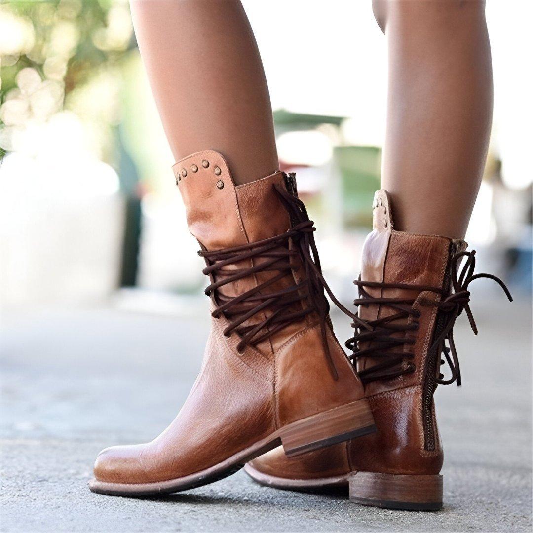 Ramona - Women's Lace-Up Leather Boots for Style and Comfort