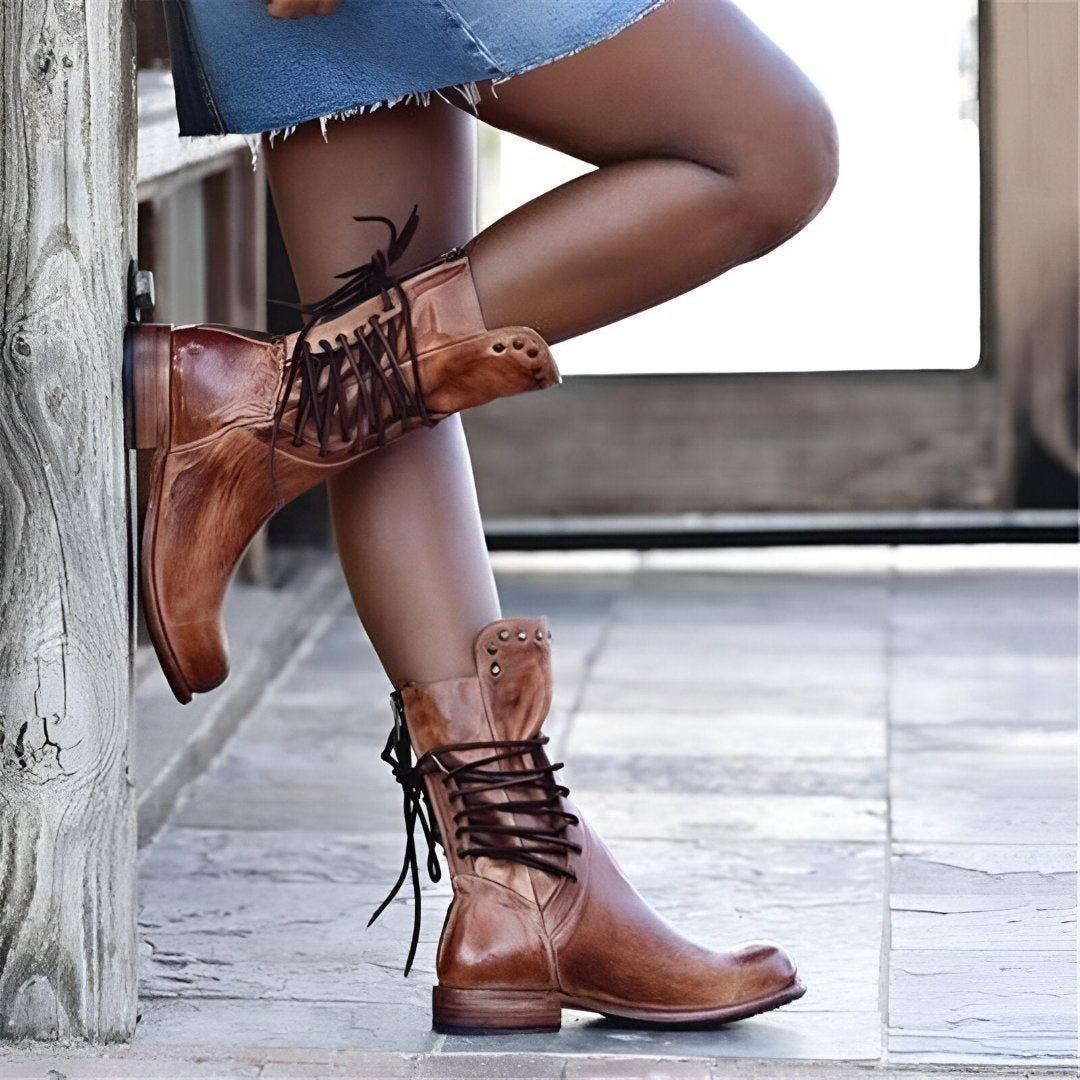 Ramona - Women's Lace-Up Leather Boots for Style and Comfort