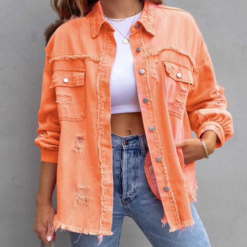 Annie - Women's Denim Jacket with Button Front - photo 2