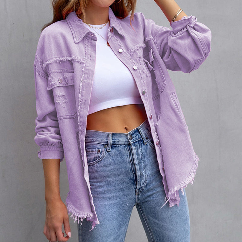 Annie - Women's Denim Jacket with Button Front - photo 3