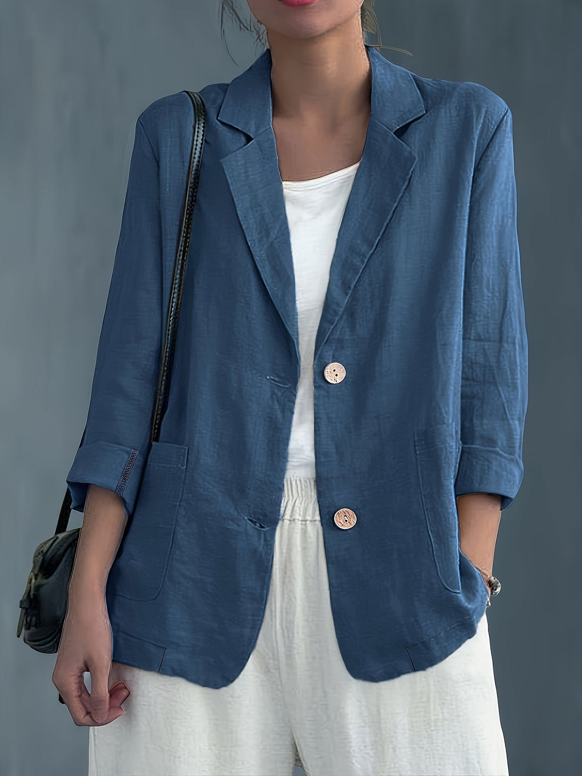 Antonia - Women's Two-Button Blazer with Roll-Up Sleeves