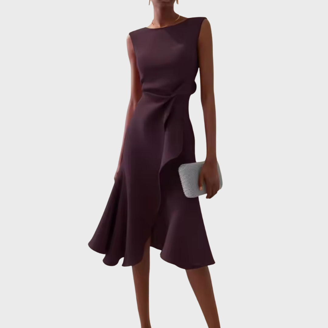 Elaine - Women's Flowing Midi Dress with No Sleeves