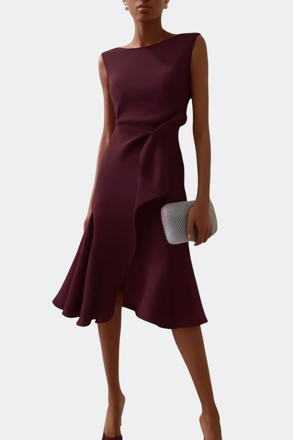 Elaine - Women's Flowing Midi Dress with No Sleeves