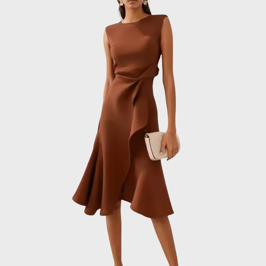 Elaine - Women's Flowing Midi Dress with No Sleeves