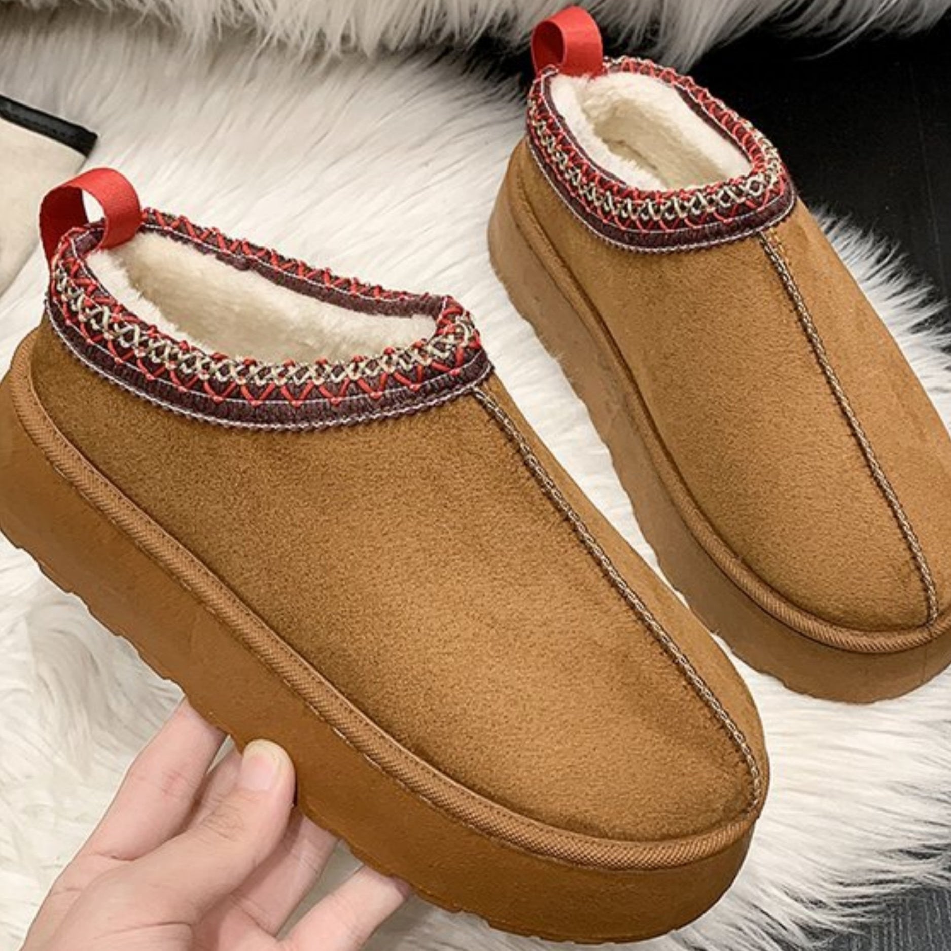 Arabella - Women's Platform Slippers with Embroidered Trim - photo 1