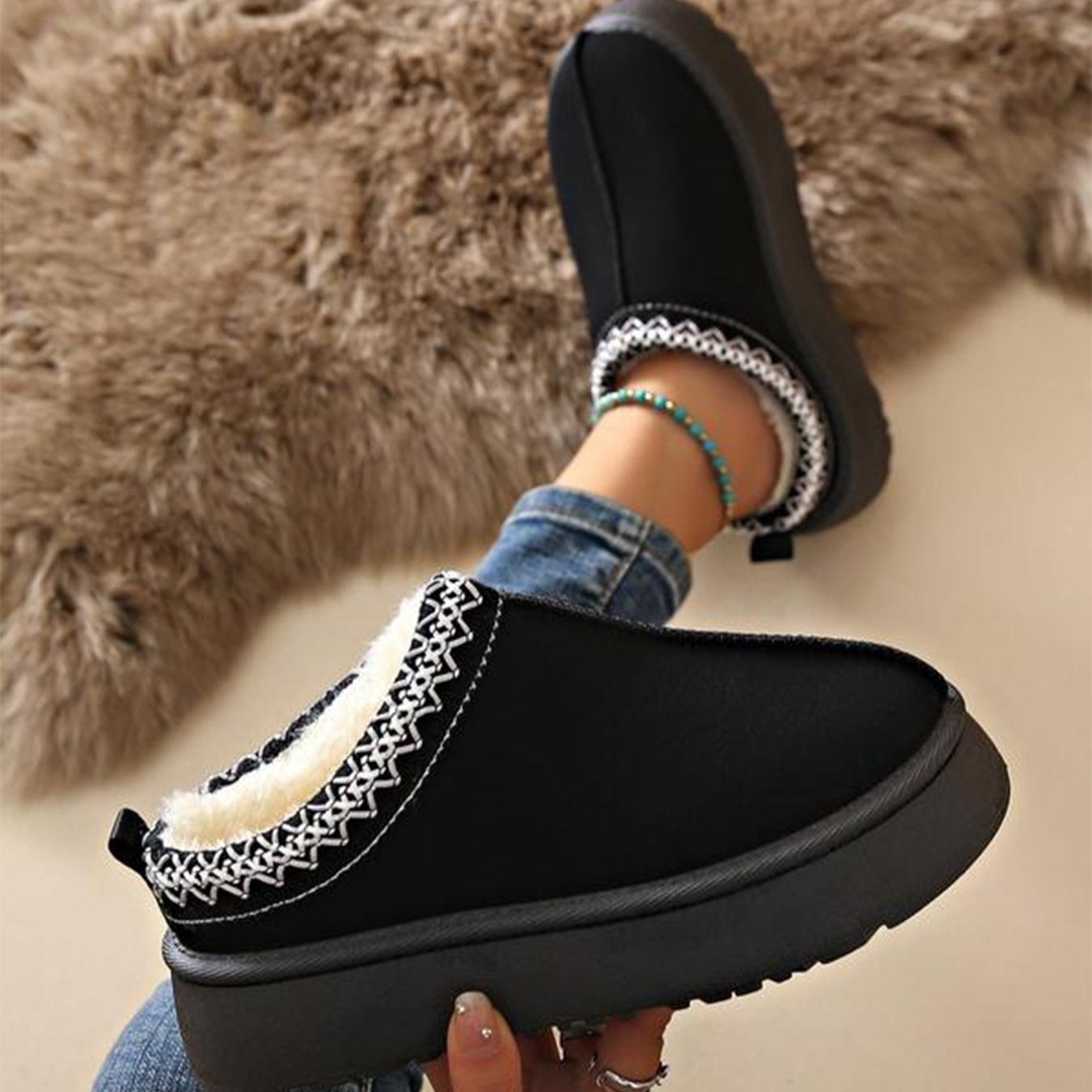 Arabella - Women's Platform Slippers with Embroidered Trim - photo 2