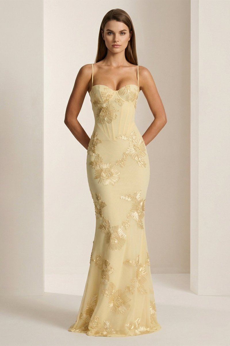 Flora - Women's Floral Embroidery Prom Dress