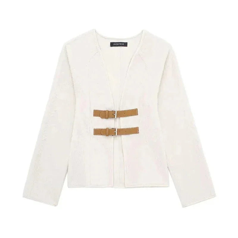 Arden-Rose - Women's Relaxed Gilet in Knit with Stripe - photo 6