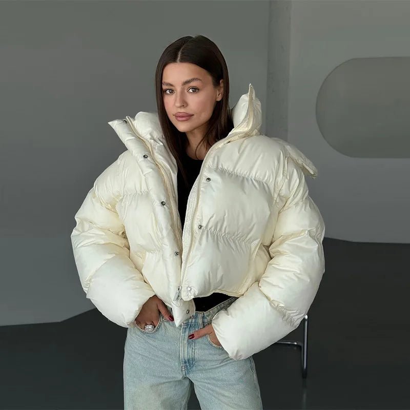Arla - Women's Cropped Puffer Jacket with Hood - photo 3