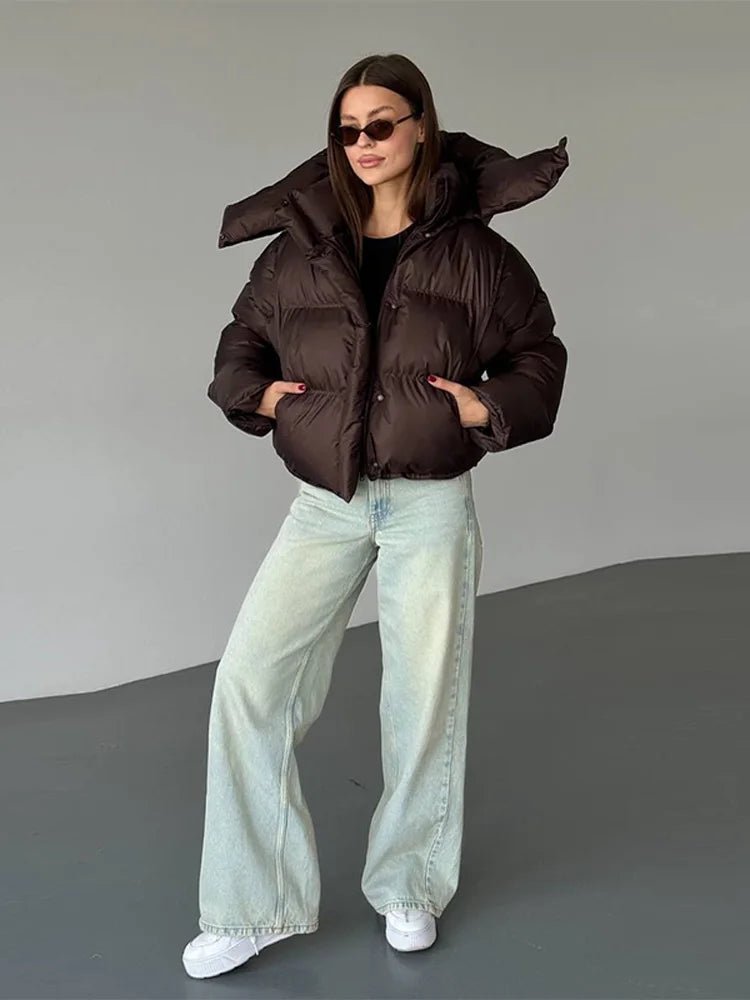 Arla - Women's Cropped Puffer Jacket with Hood - photo 4