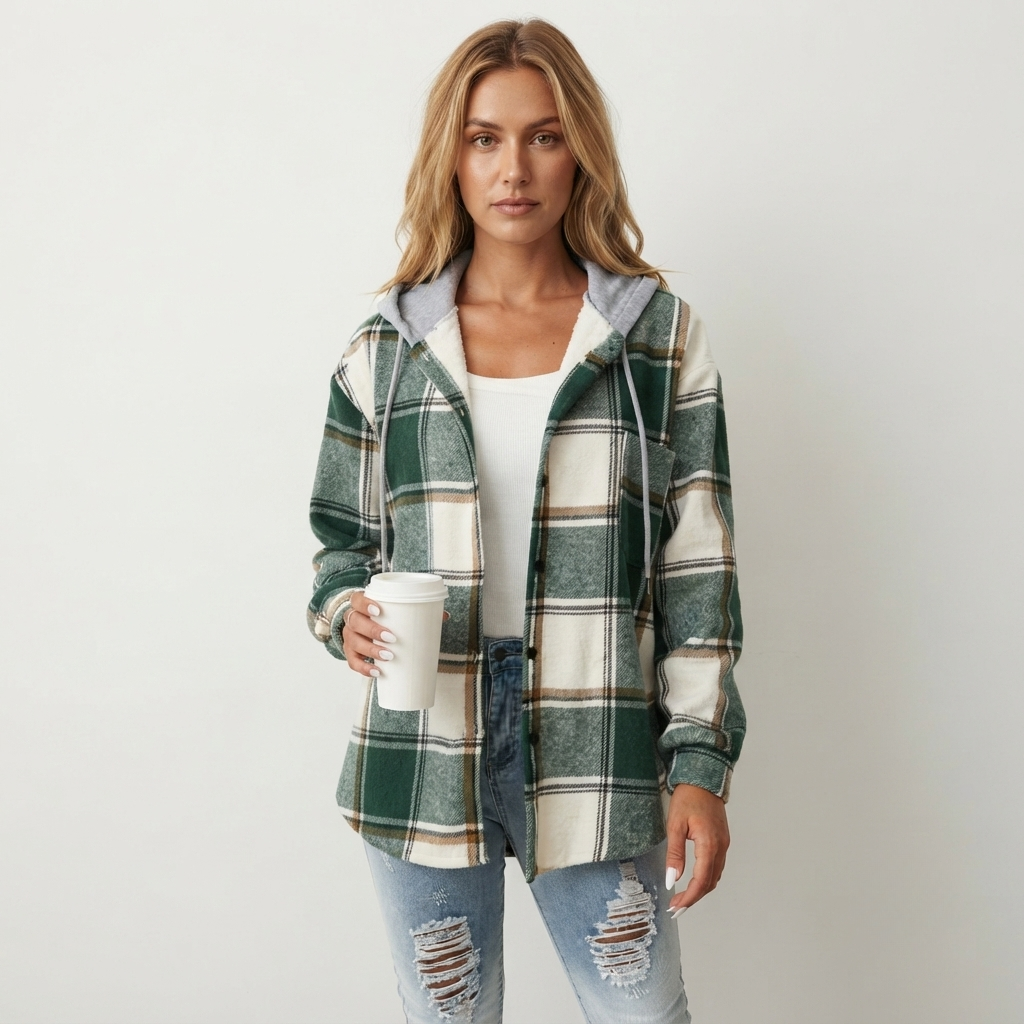 Arwen - Women's Overshirt Shacket with Hood - photo 1