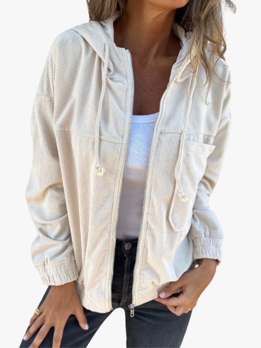 Arwen - Women's Relaxed Jacket in Corduroy with Hood - photo 6