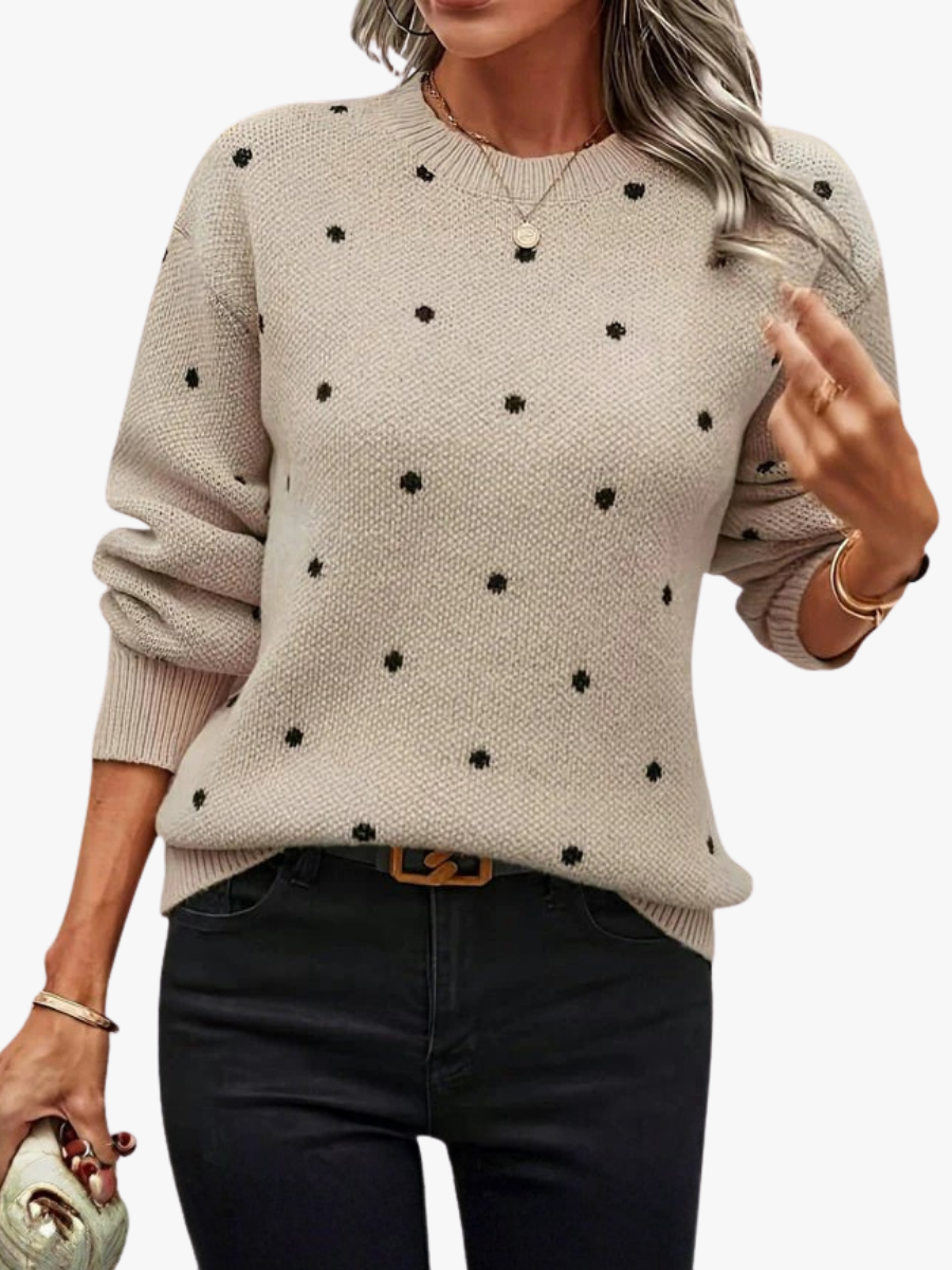 Aveline - Women's Jumper in Knit with Polka Dot Print - photo 5