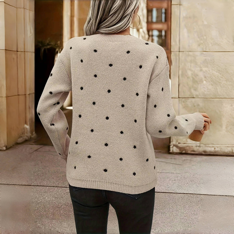 Aveline - Women's Jumper in Knit with Polka Dot Print - photo 9