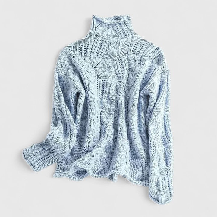 Averly - Women's Jumper in Cable Knit with Roll Neck - photo 2