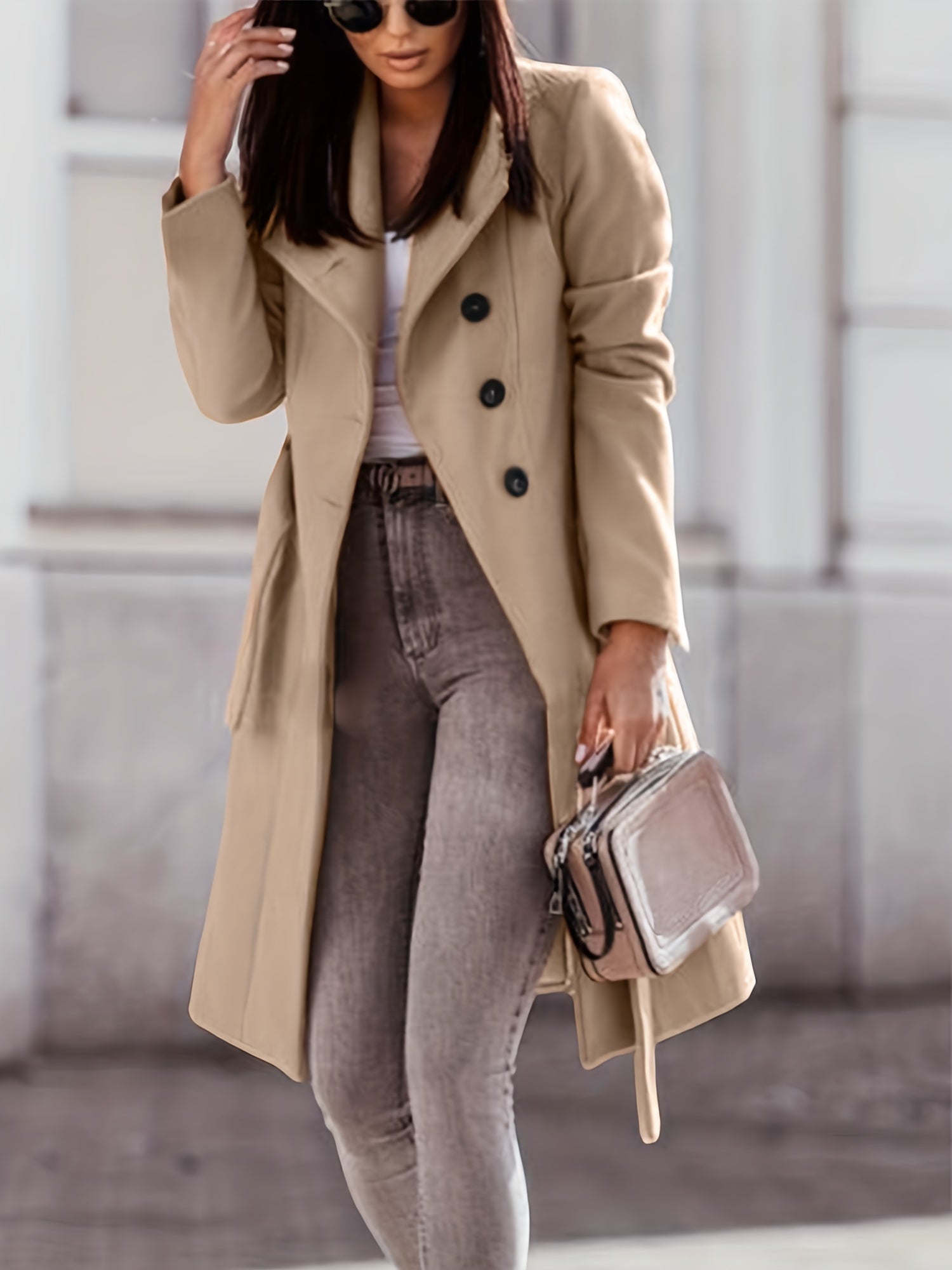Kasey - Women's Khaki Trench Coat