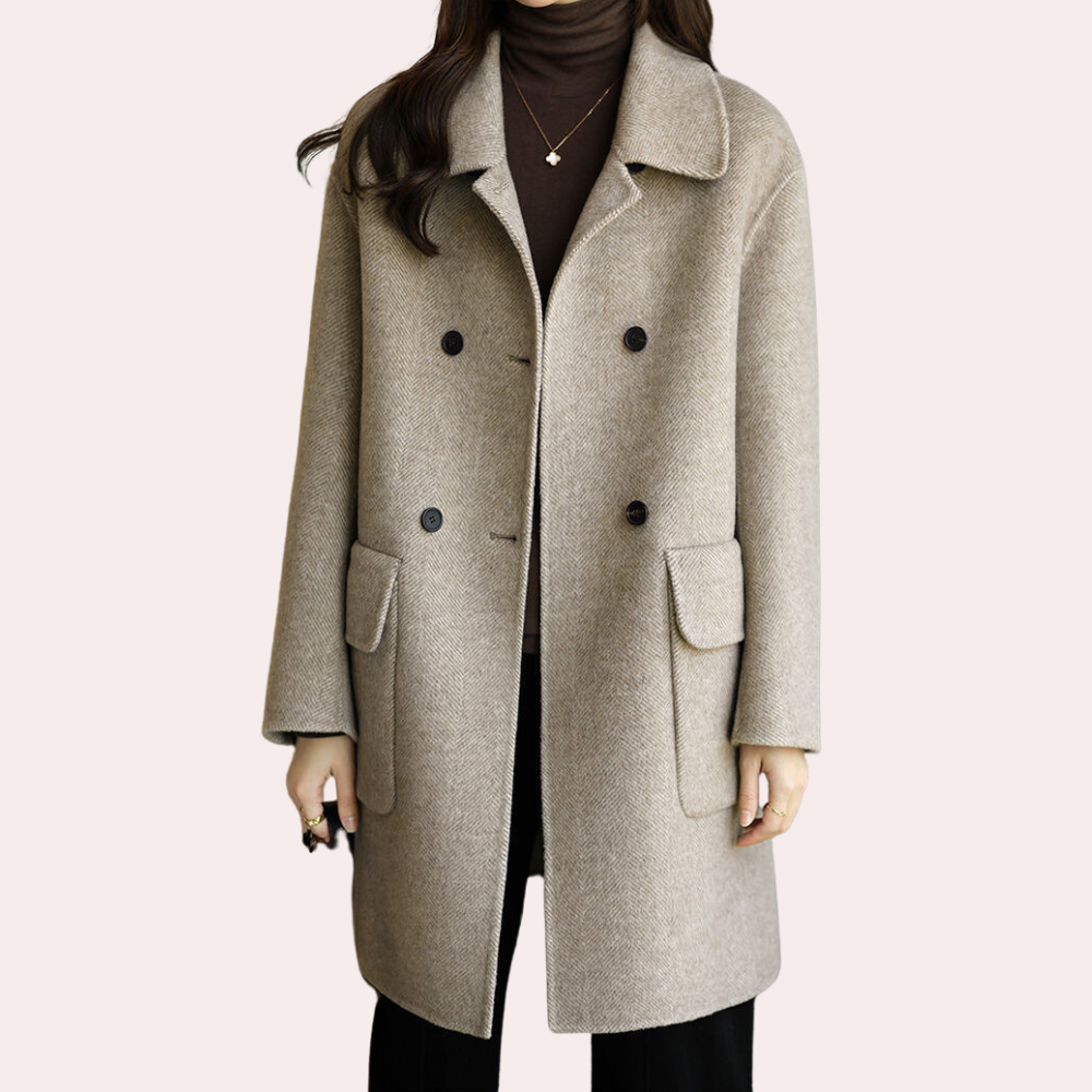 Beatrice - Women's Longline Overcoat with Pockets and Notch Lapel - photo 4