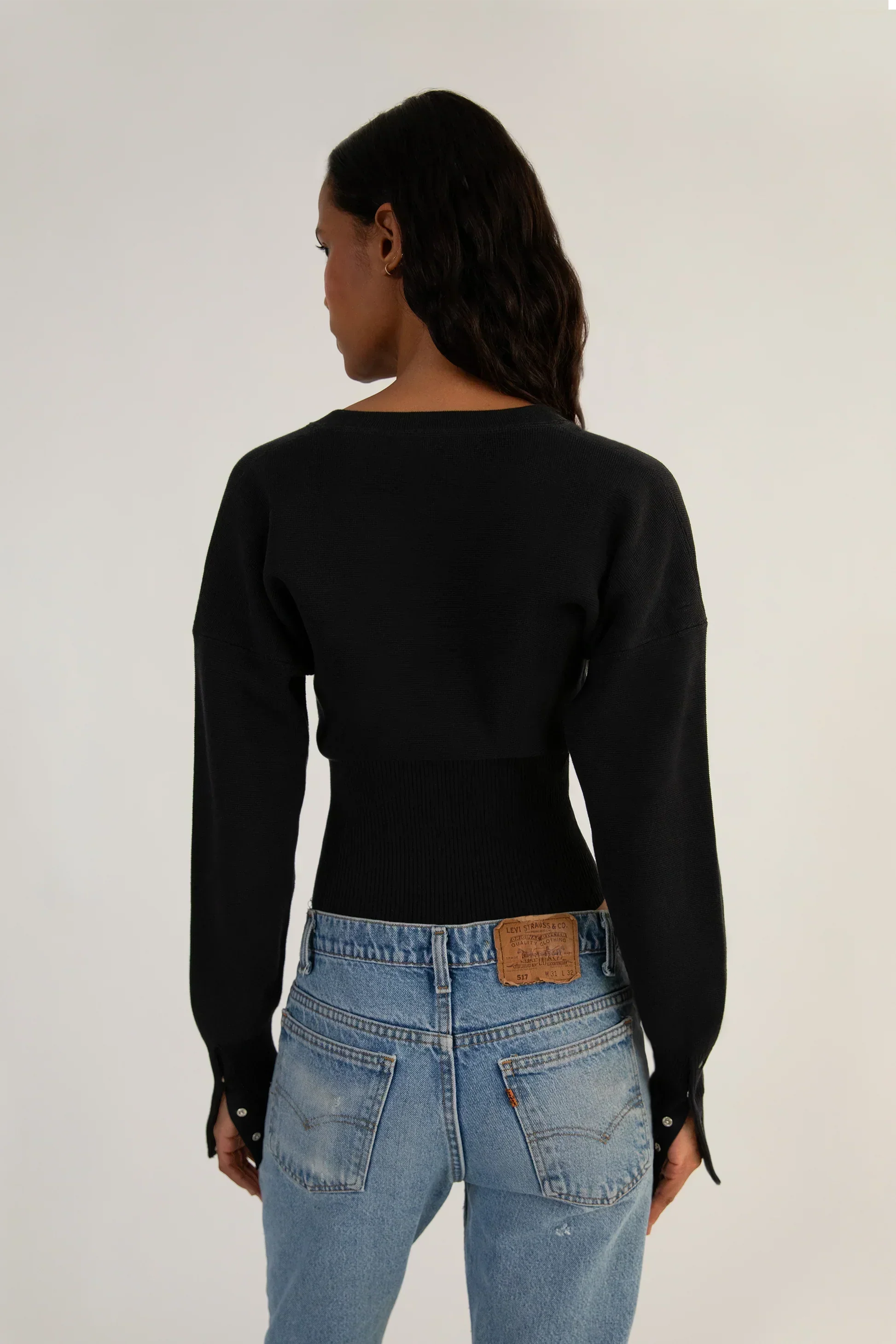 Becca - Women's Cropped Cardigan in Knit with Button Front - photo 8