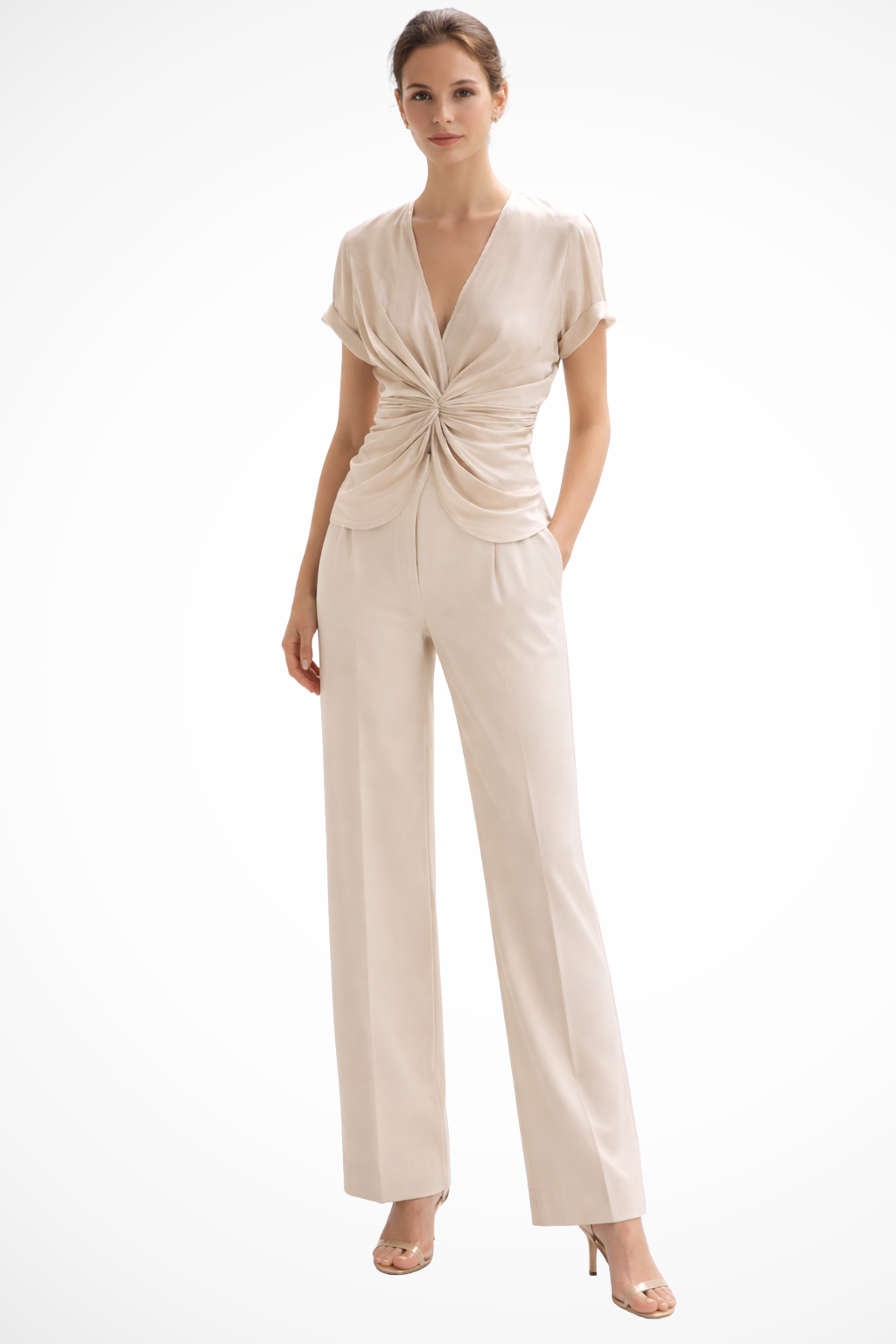 Belen - Women's Flowing Jumpsuit with Ruching - photo 2
