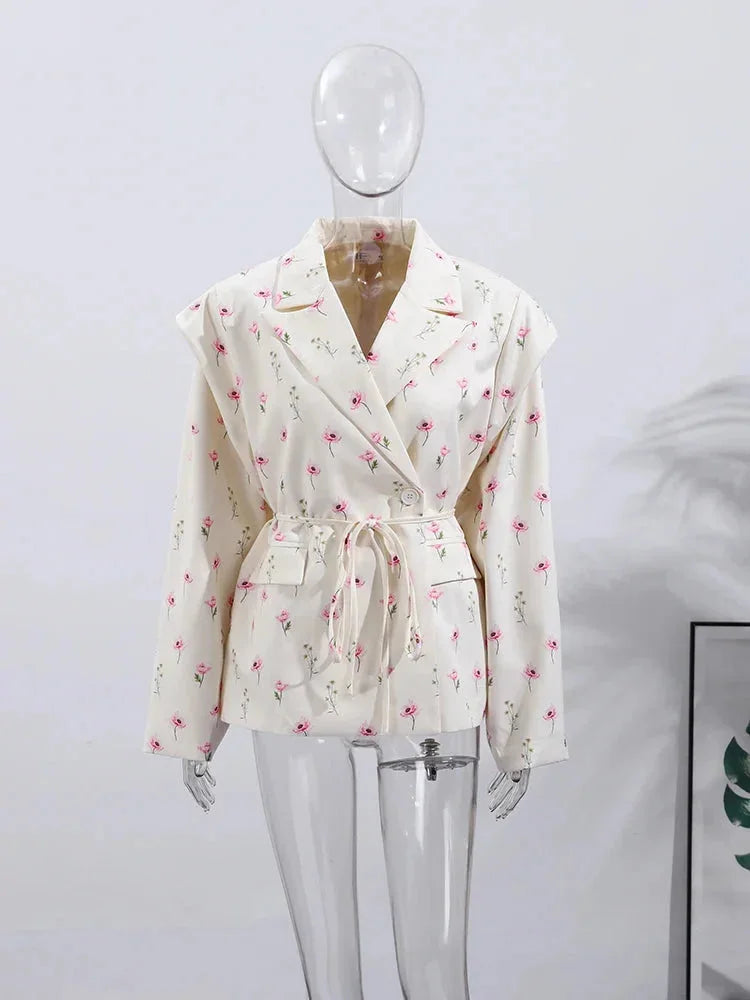 Blazer da donna con allacciatura e spalline imbottite