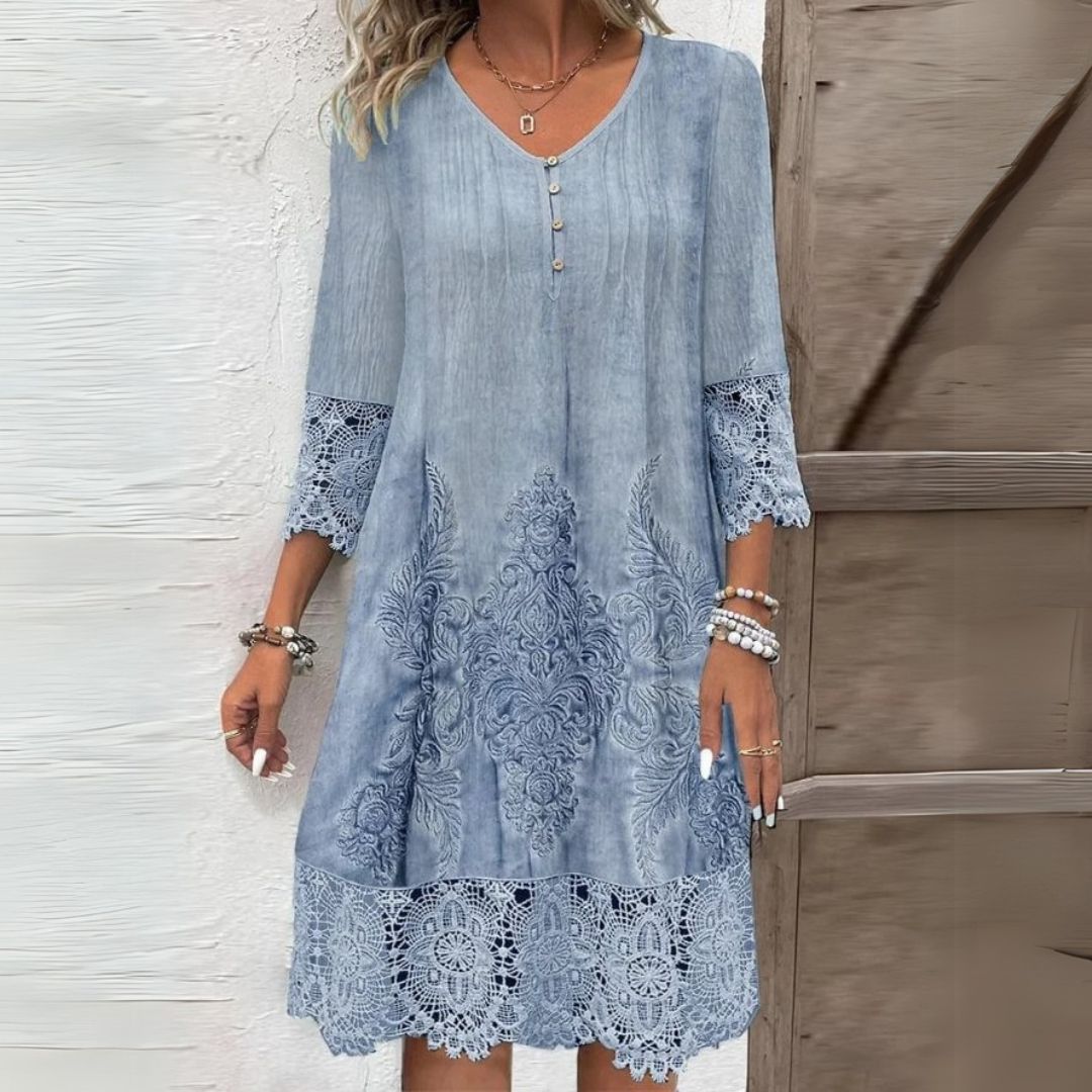 Women's Relaxed Fit Blue Midi Dress for Everyday Wear