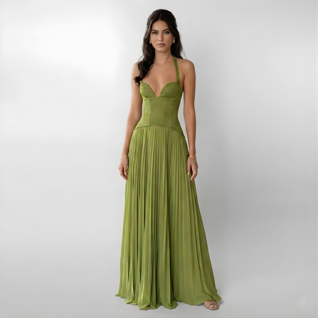 Brienne - Women's Flowing Maxi Dress with Pleats - photo 1