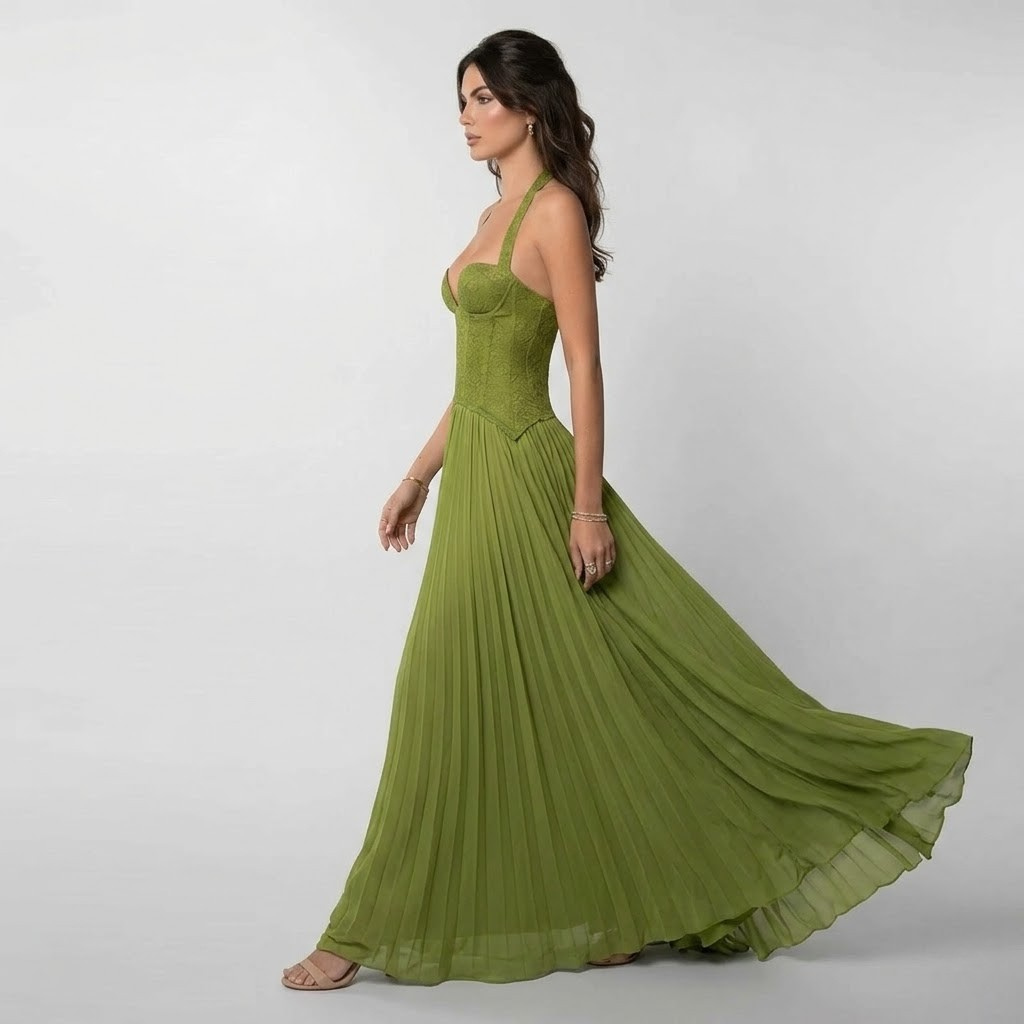 Brienne - Women's Flowing Maxi Dress with Pleats - photo 3