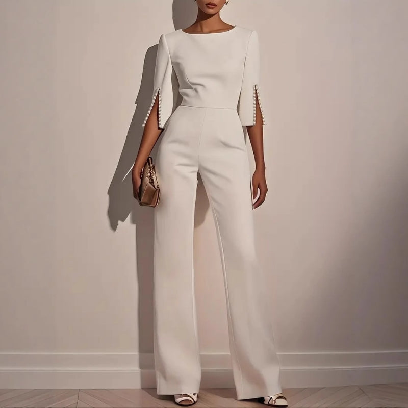 Hilary - Women's Wide-Leg Jumpsuit in a Beaded Finish