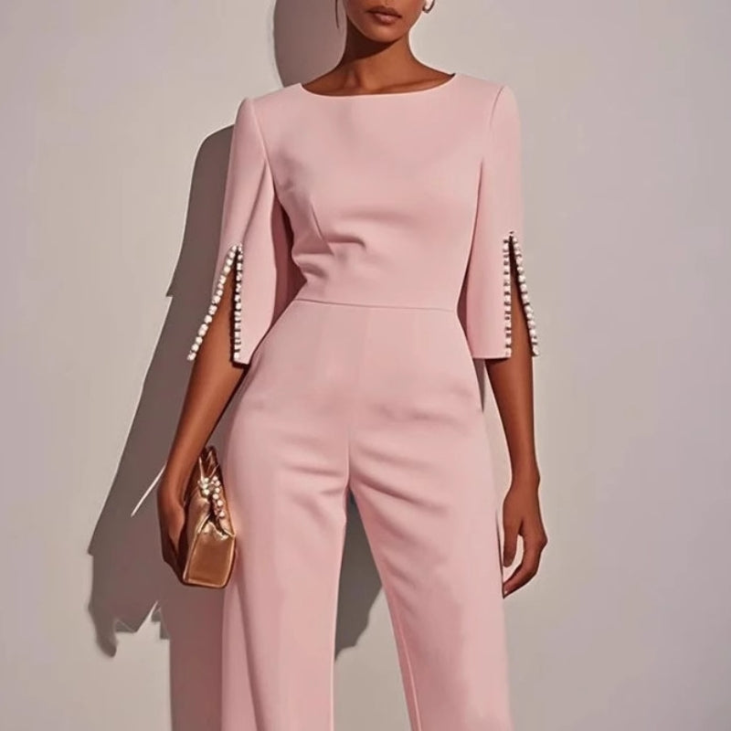Hilary - Women's Wide-Leg Jumpsuit in a Beaded Finish
