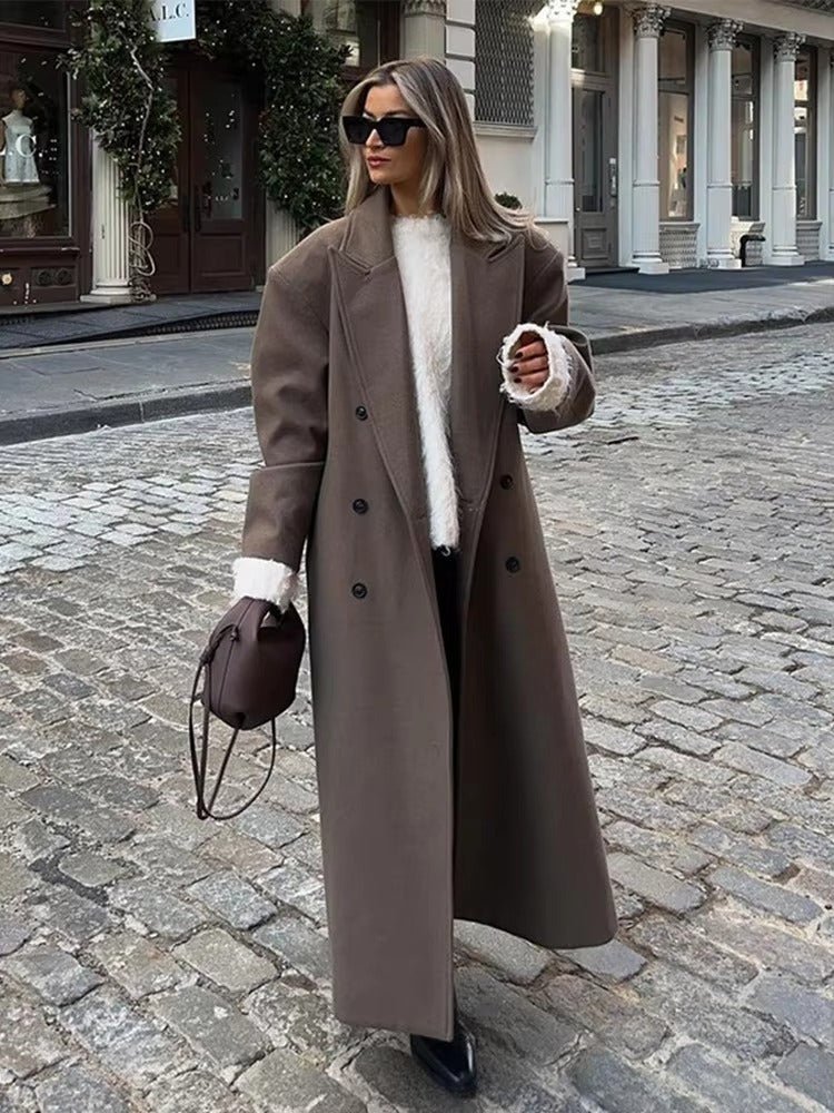 Bryn - Women's Longline Coat with Double-Breasted Front - photo 1