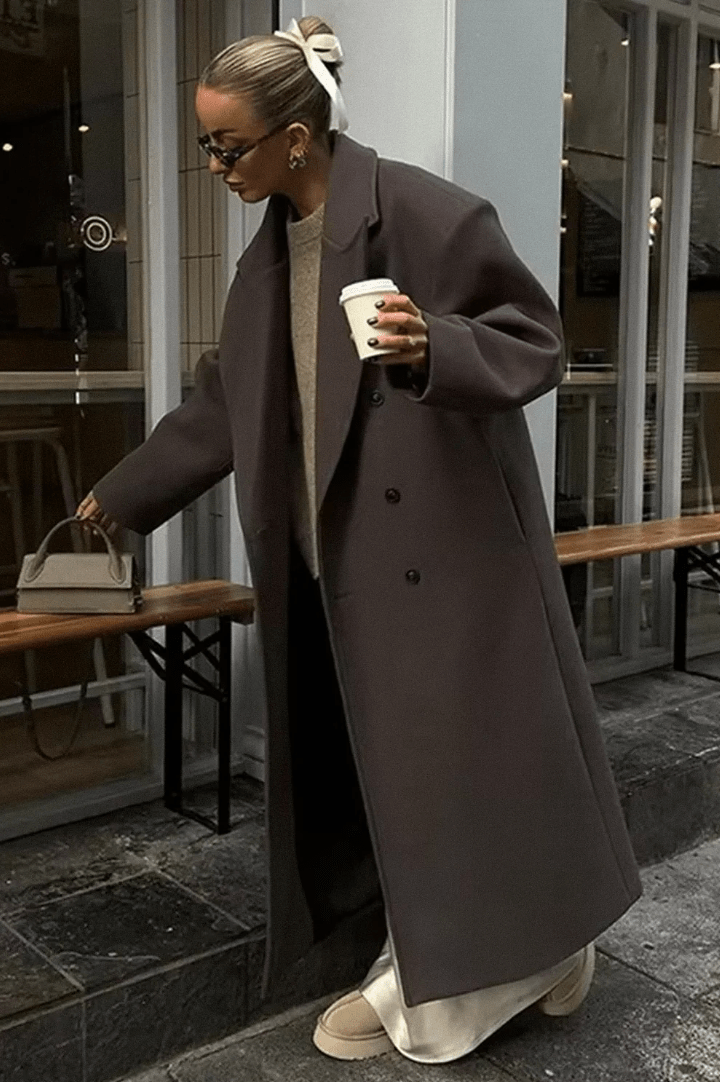 Bryn - Women's Longline Coat with Double-Breasted Front - photo 4