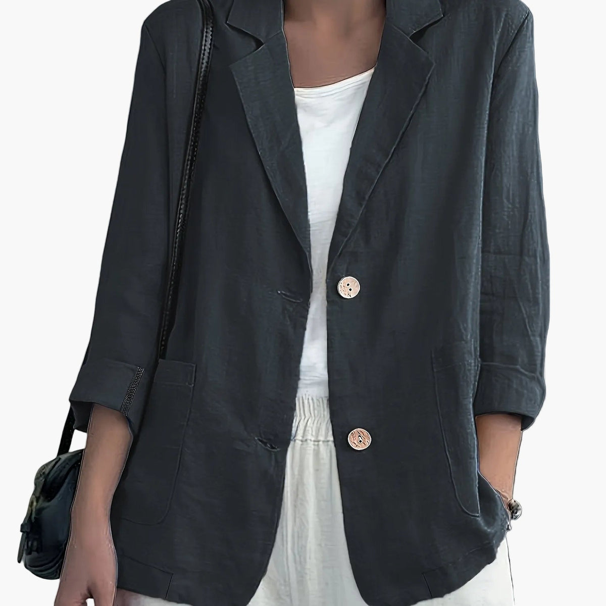 Women's Two-Button Blazer with Roll-Up Sleeves