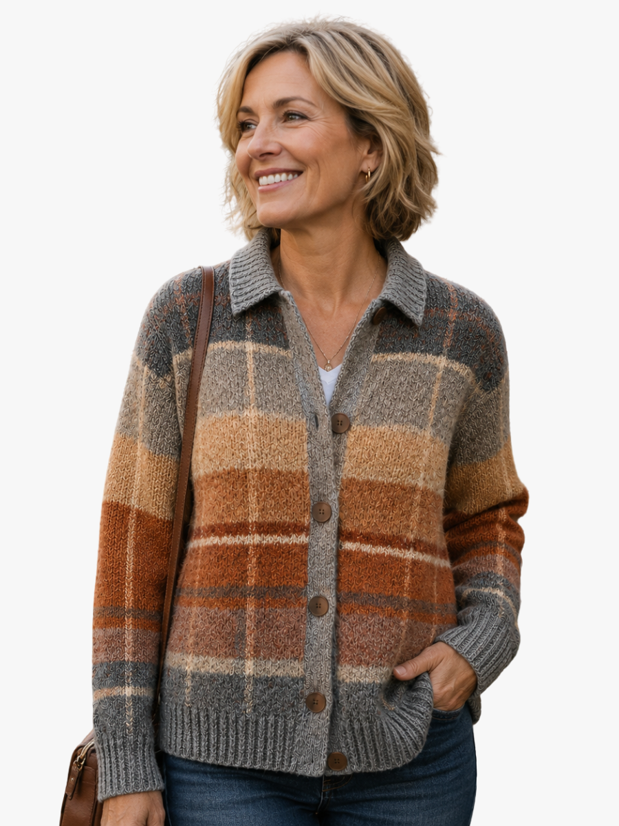 Calliope - Women's Gilet in Check Pattern with Button Front - photo 2